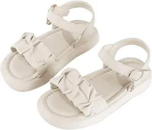 Toddler Baby Girls Sandals Casual New Solid Rubber Soft Sole Metal Buckle Children's Fashion Casual Flat Sandals