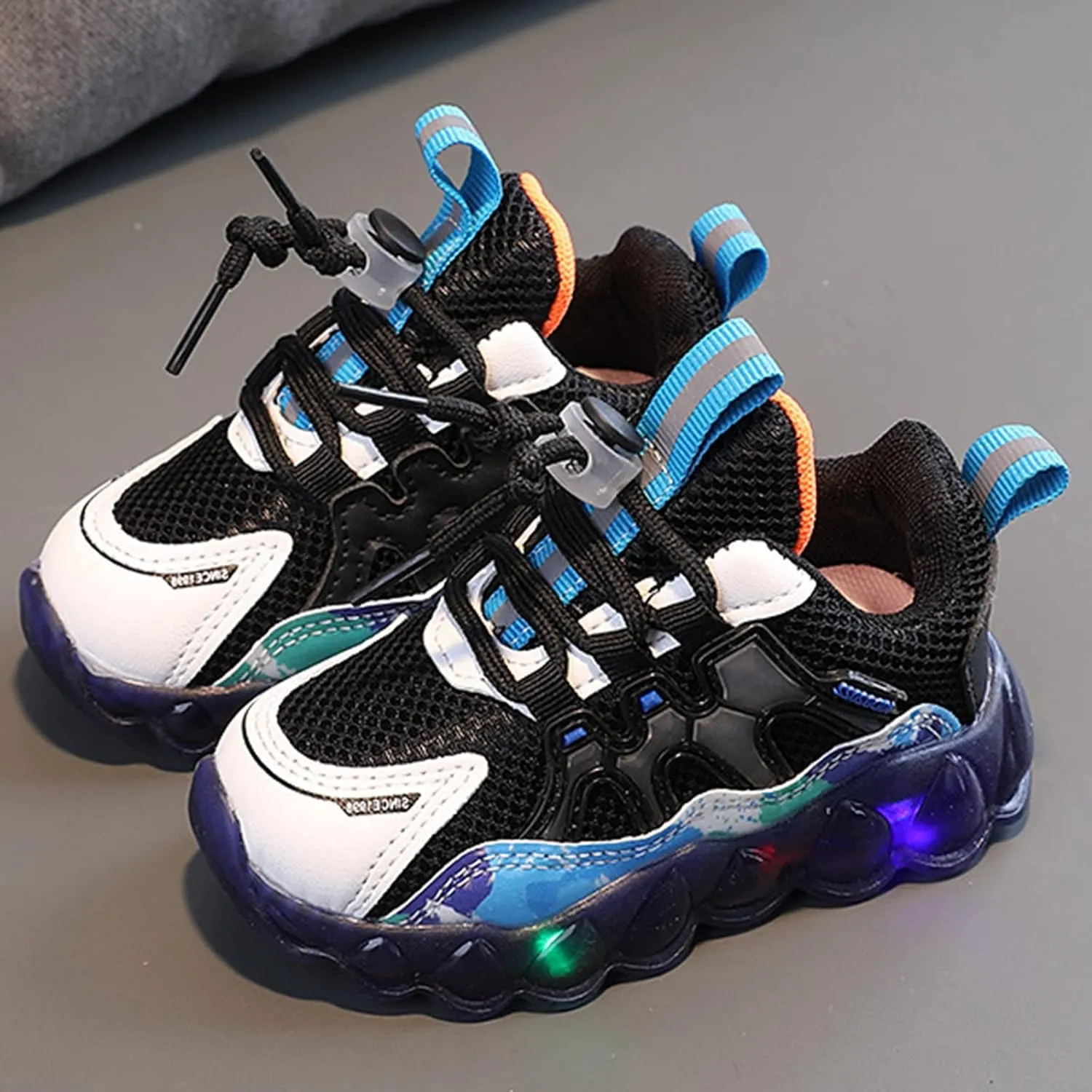 Toddler Boys Girls LED Flashing Sneakers Kids Lightweight Mesh Breathable Soft Sole Sport Shoes for School Casual