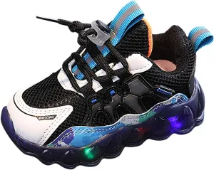 Toddler Boys Girls LED Flashing Sneakers Kids Lightweight Mesh Breathable Soft Sole Sport Shoes for School Casual