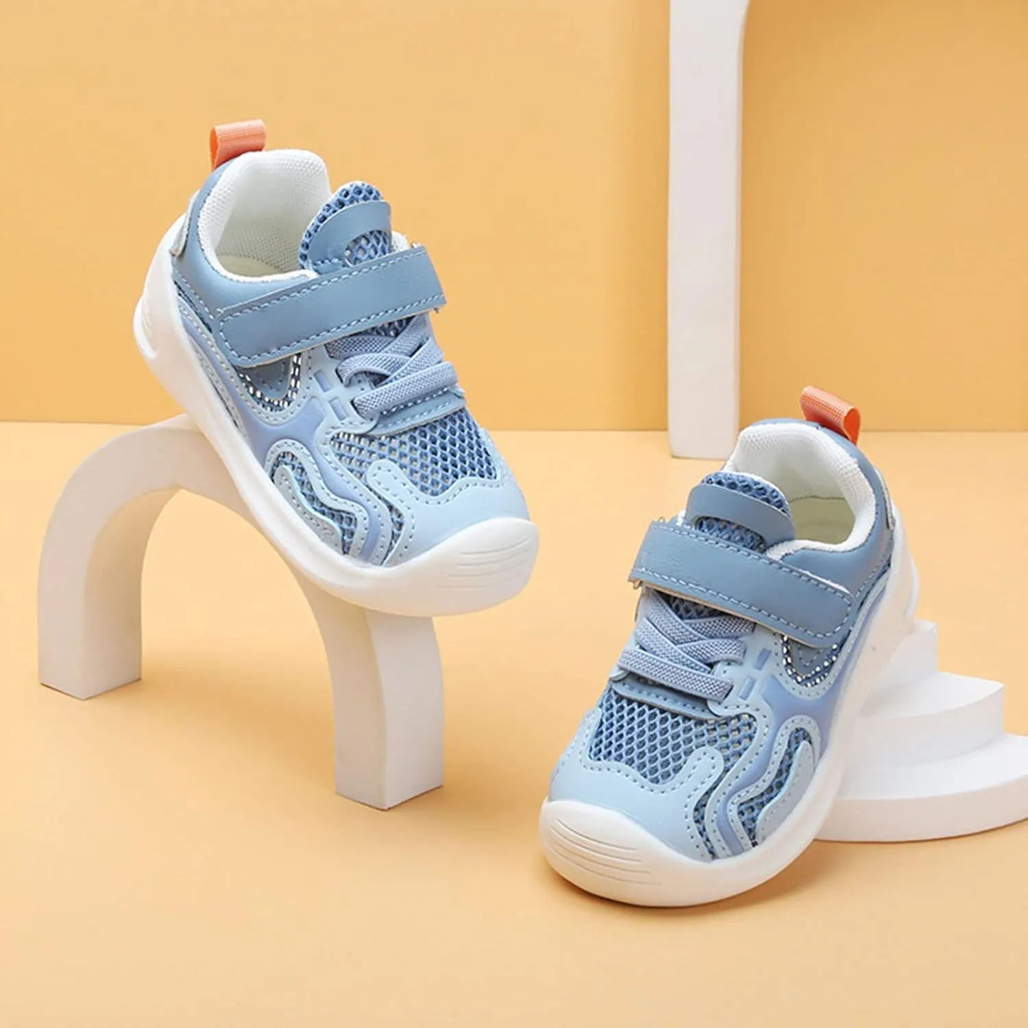 Toddler Boys Mesh Sneaker Ankle Hook and Loops Non Slip First Walking Sport Shoes Comfy Breathable Baby Infant Shoes