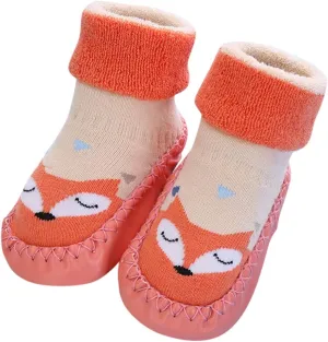 Toddler Girl Shoes,Autumn Winter Baby Shoes Cute Rabbit Bear Cartoon Children Cotton Warm Soft Non Slip Floor Boots