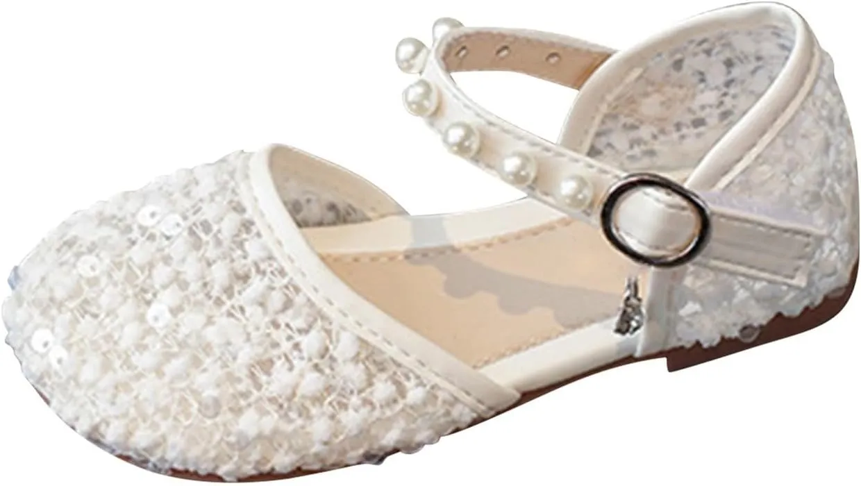 Toddler Girls Dress Shoes Ballet Flat Little Girl's Mary Jane Princess Flower Girl Shoes for Toddler Sandals Size 4
