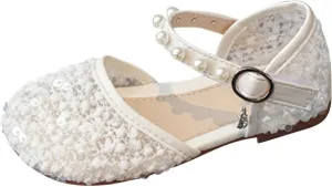 Toddler Girls Dress Shoes Ballet Flat Little Girl's Mary Jane Princess Flower Girl Shoes for Toddler Sandals Size 4