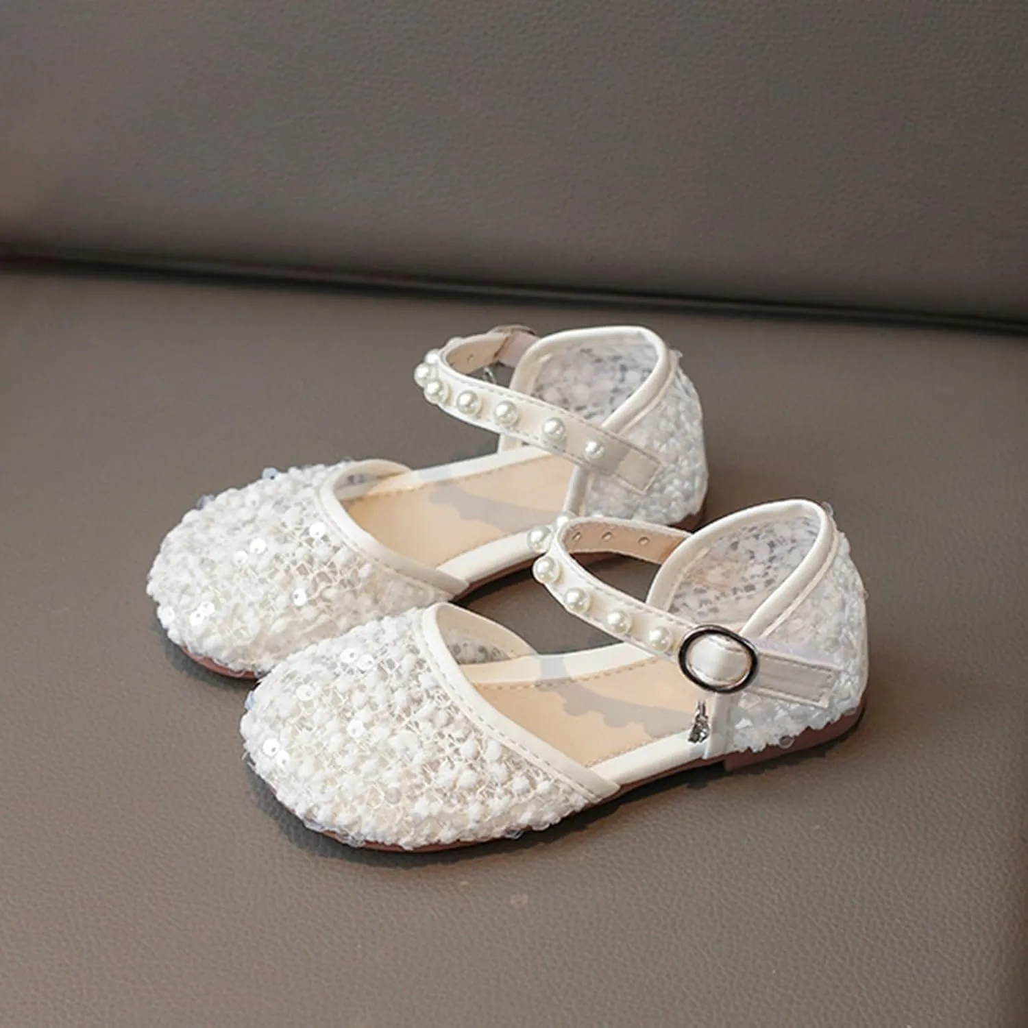 Toddler Girls Dress Shoes Ballet Flat Little Girl's Mary Jane Princess Flower Girl Shoes for Toddler Sandals Size 4