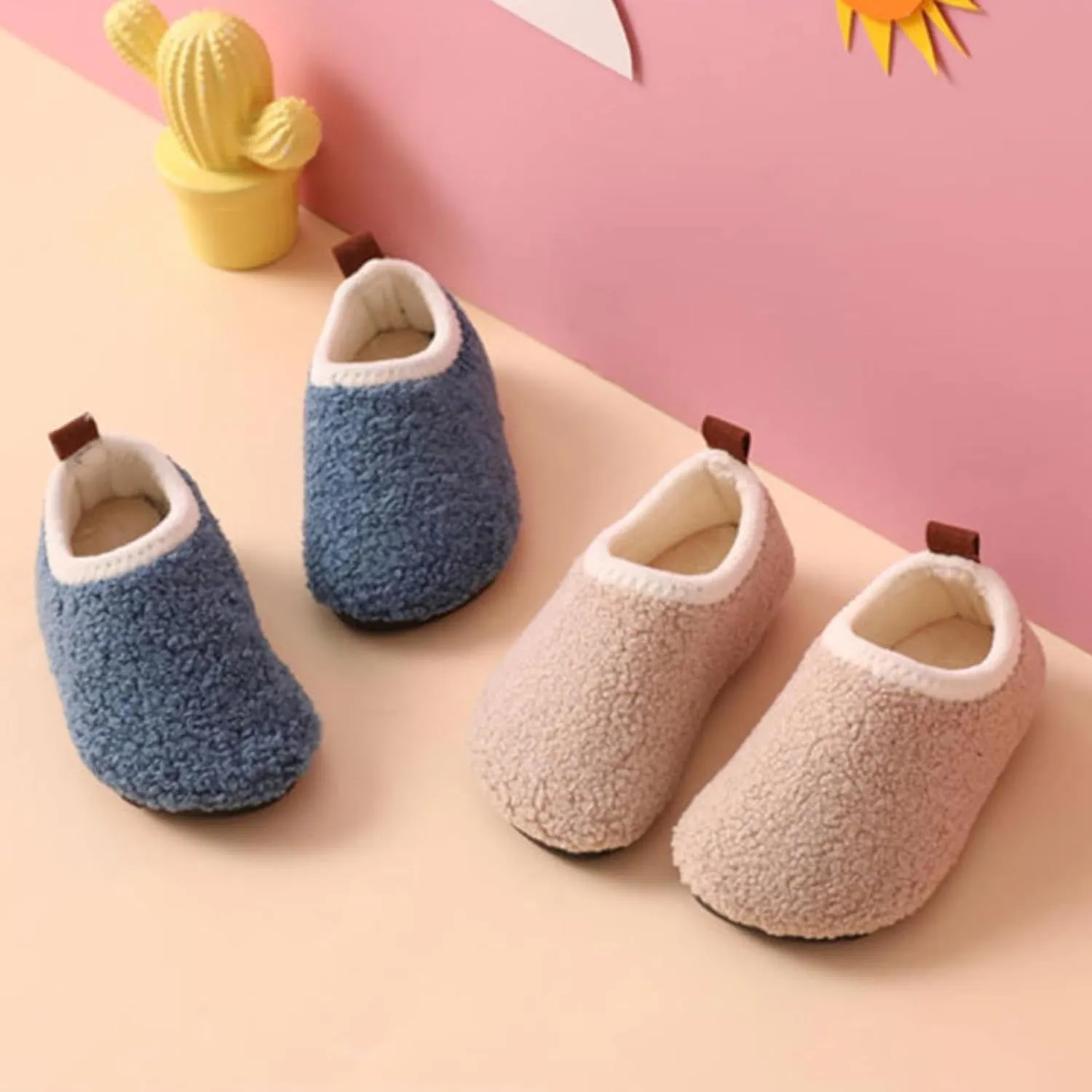 Toddler Indoor Outdoor Sneaker Kids Girls Boys Fuzzy Warm House Sport Shoes Slip On Soft Sole Ankle Cozy Flat Shoes
