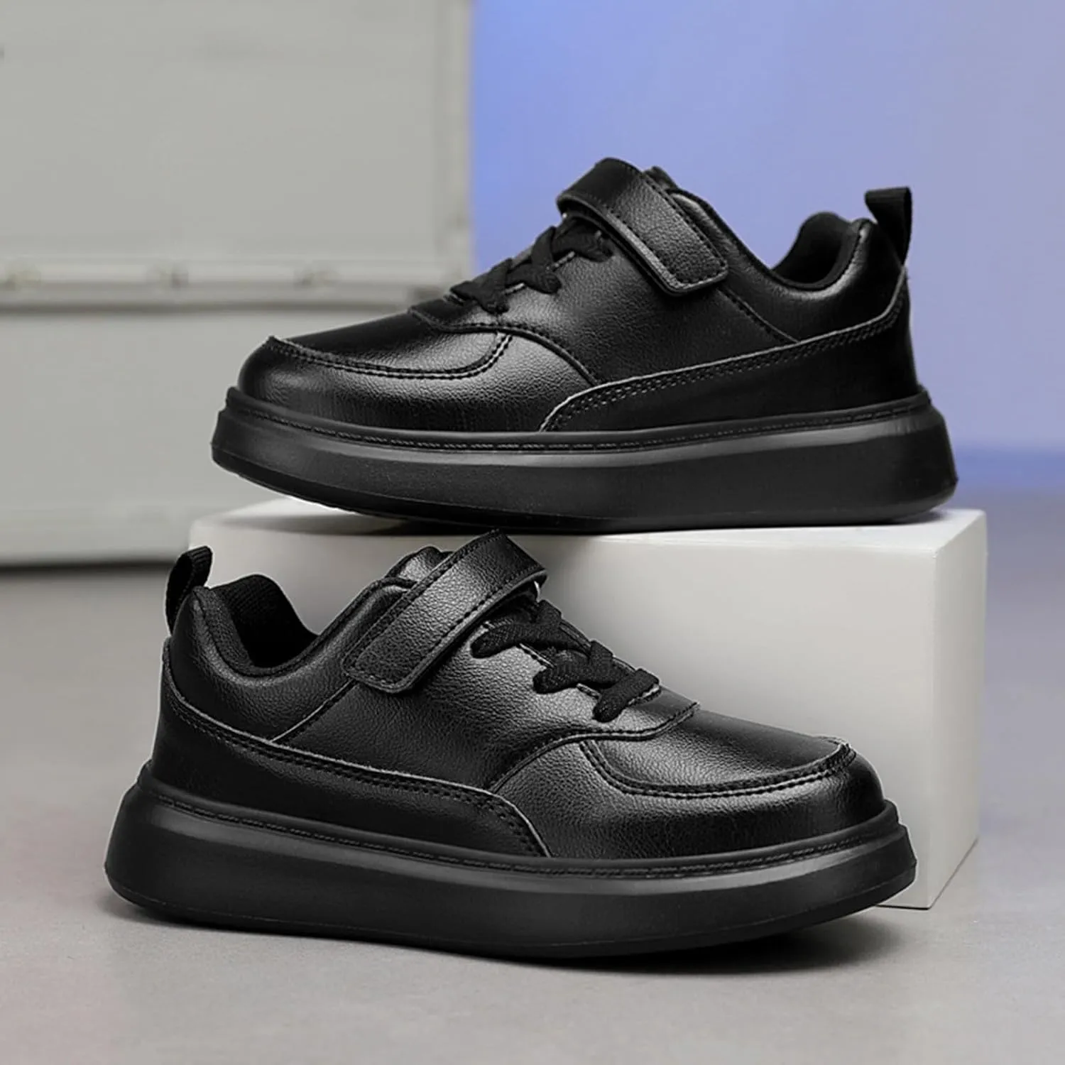 Toddler Leather Chunky Sole Sneaker Kids Girls Boys Outdoor First Walking Sport Shoes Slip On Cozy Lightweight Shoes