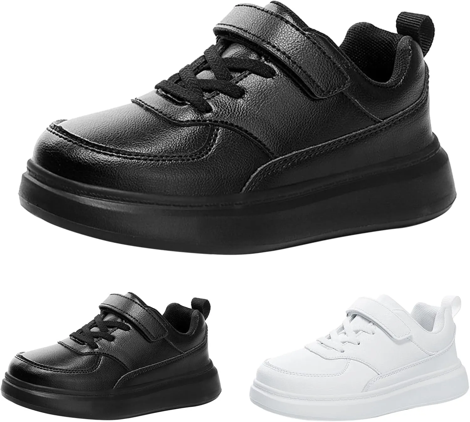 Toddler Leather Chunky Sole Sneaker Kids Girls Boys Outdoor First Walking Sport Shoes Slip On Cozy Lightweight Shoes