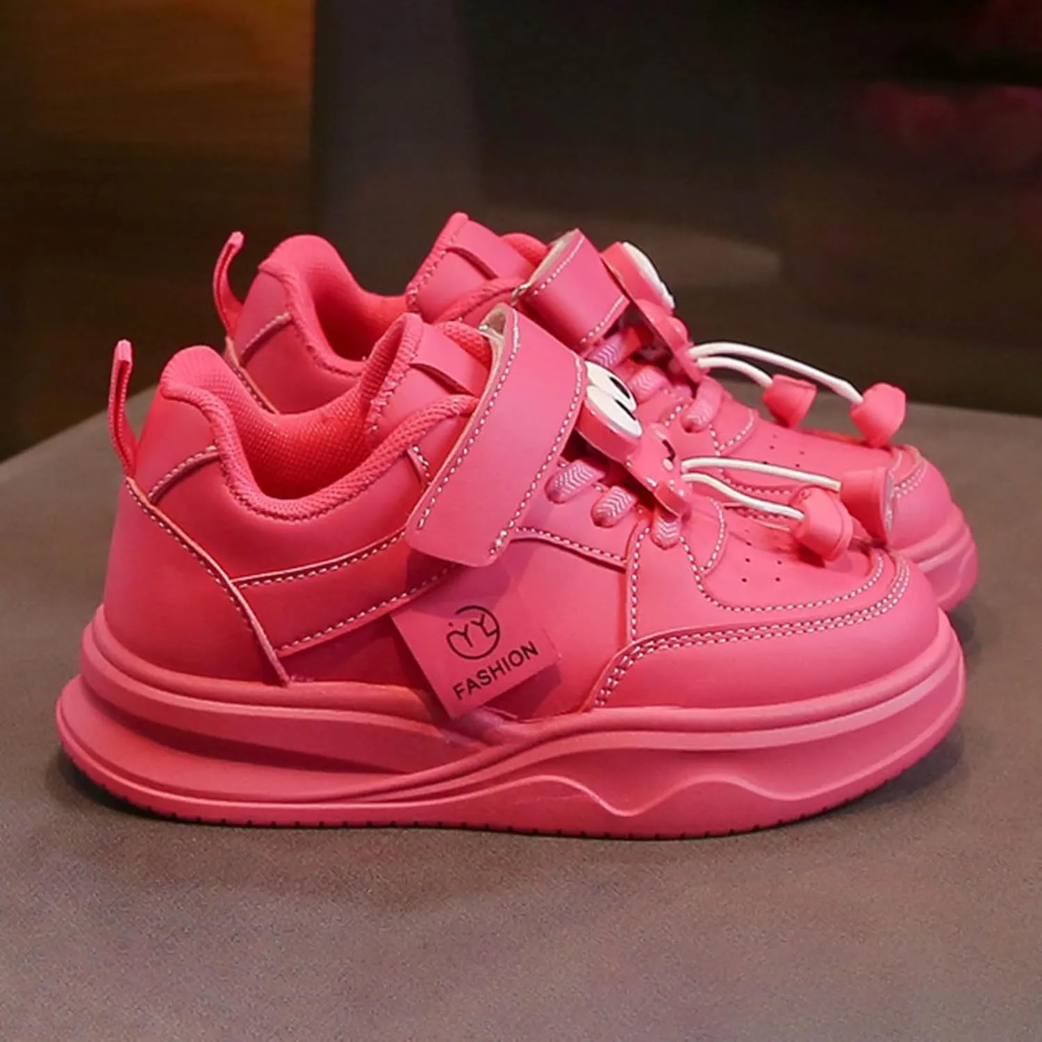 Toddler Leather Sneakers Hook Loop Adjusted Lace Flat Non Slip Sport Shoes Kids Running Walking Casual Athletic Shoes