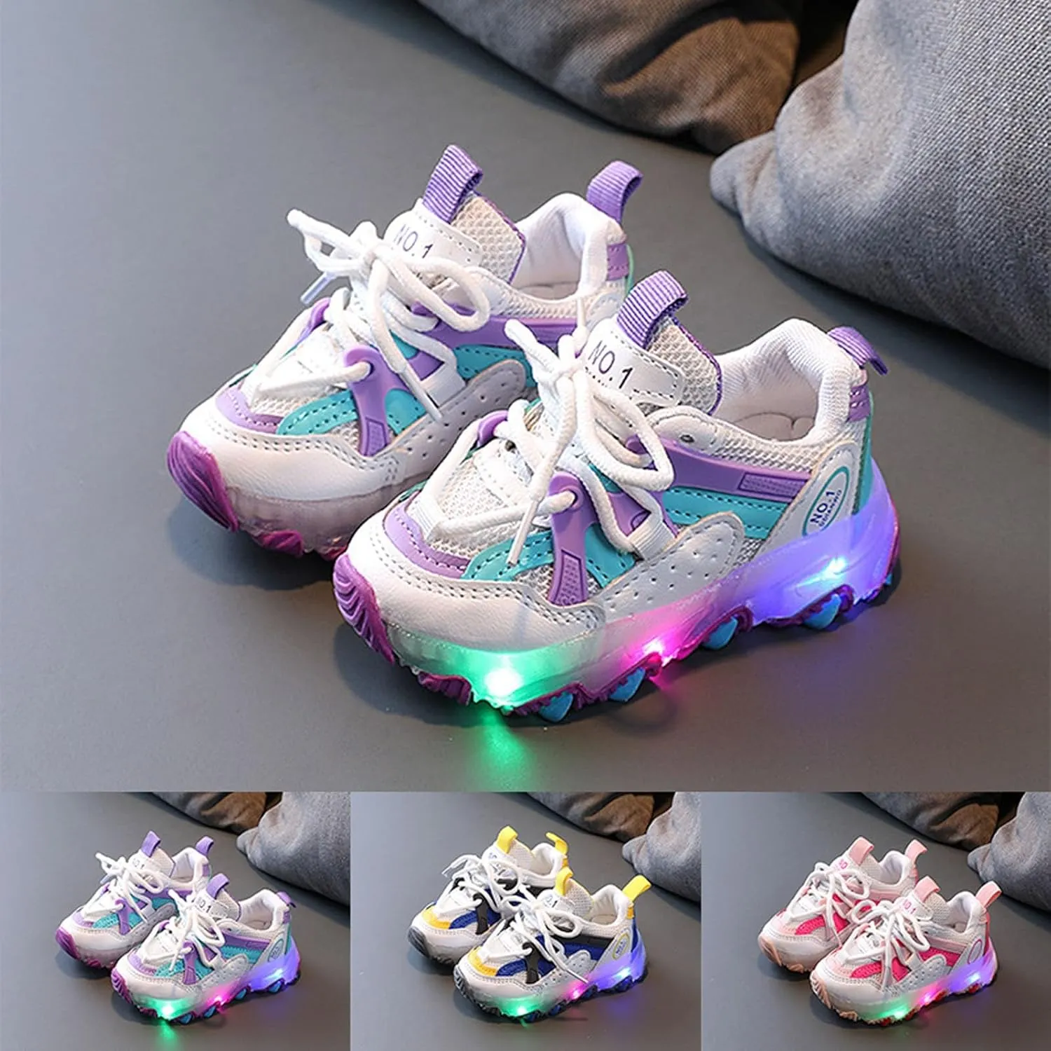Toddler LED Light Up Shoes Baby Boys Girls Breathable Fashion Flashing First Walking Sneaker for Toddler Running Shoes