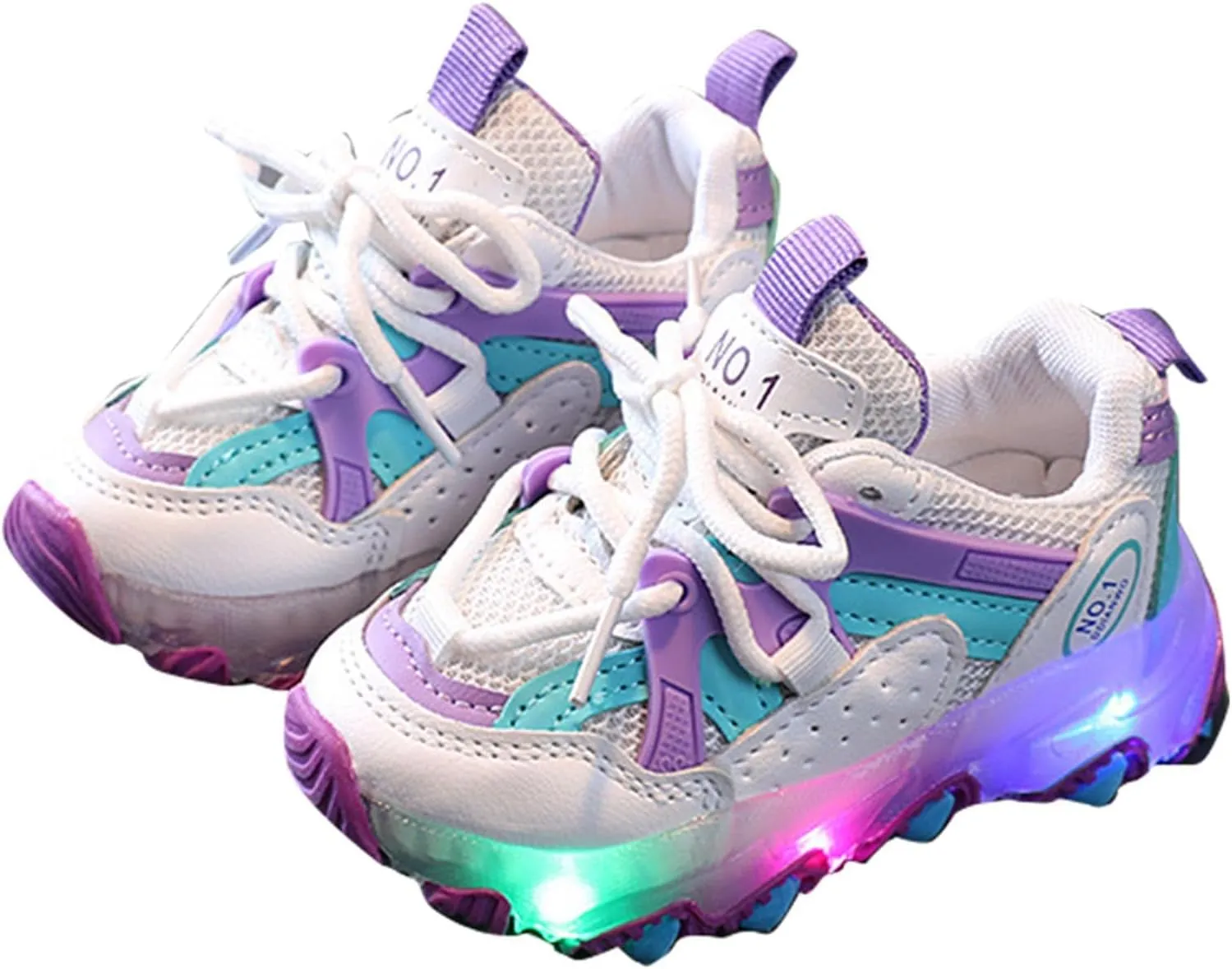Toddler LED Light Up Shoes Baby Boys Girls Breathable Fashion Flashing First Walking Sneaker for Toddler Running Shoes