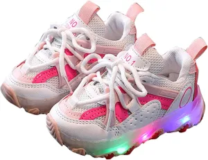 Toddler LED Light Up Shoes Baby Boys Girls Breathable Fashion Flashing First Walking Sneaker for Toddler Running Shoes
