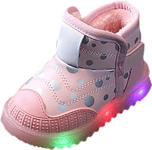 Toddler Light Up Shoes Non-Slip 𝐖aterproof Slip On Winter Boots Wide Toe Box Warm Snow Boots Led Casual Sneaker