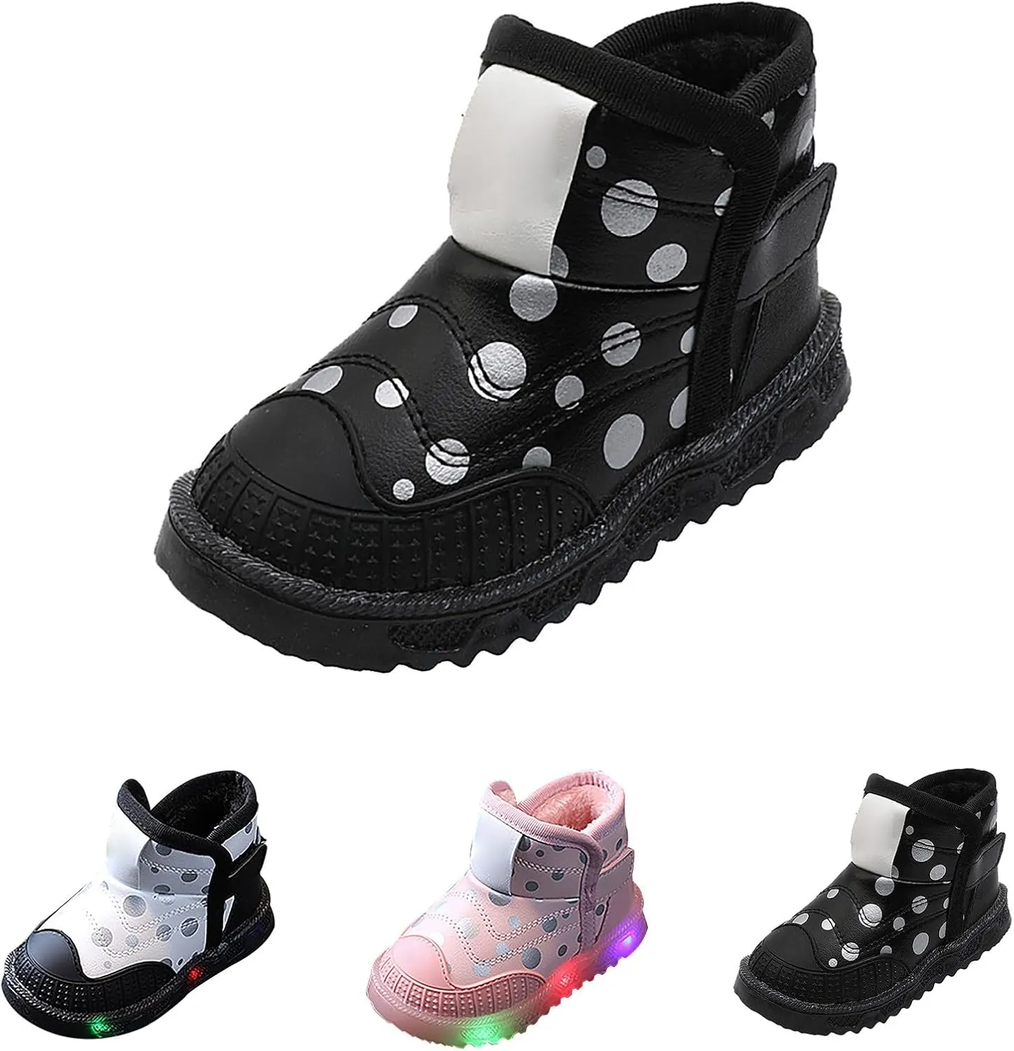 Toddler Light Up Shoes Non-Slip 𝐖aterproof Slip On Winter Boots Wide Toe Box Warm Snow Boots Led Casual Sneaker