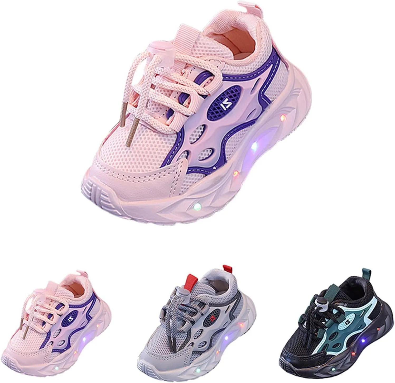 Toddler Mesh Breathable Sneaker with Led Light Up Kids Girls Boys Outdoor Slip On First Walking Sport Shoes Infant Shoes