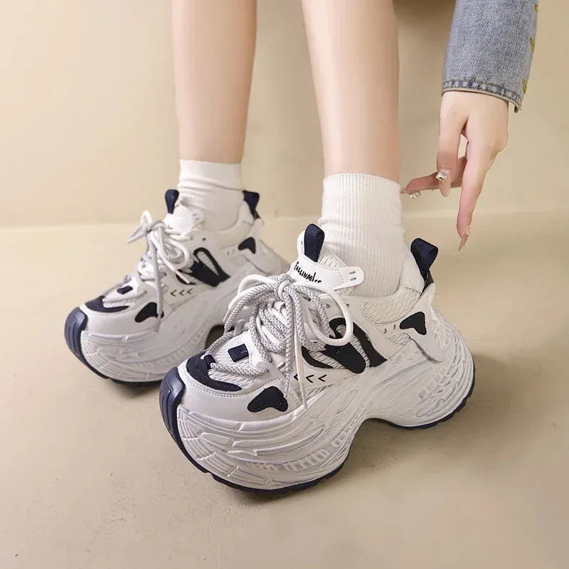 Top Quality Women Casual Leather Shoes Women's Paris Dirty Shoes Designer Thick Sole  Breathable Walking Sneakers Dad Shoes