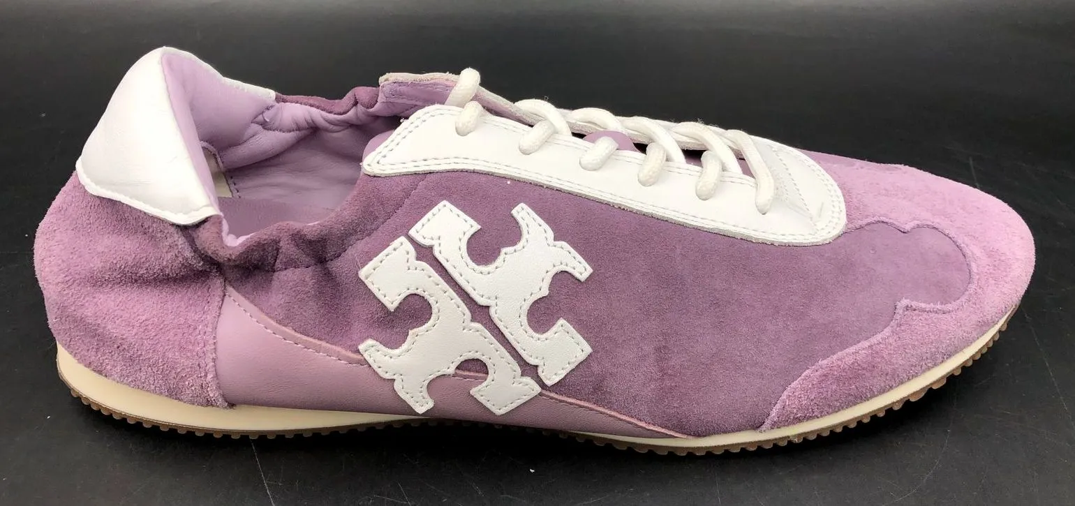 Tory Burch Women's Lilac Purple Suede & White Leather Sneakers - Size 9.5 ( COA)