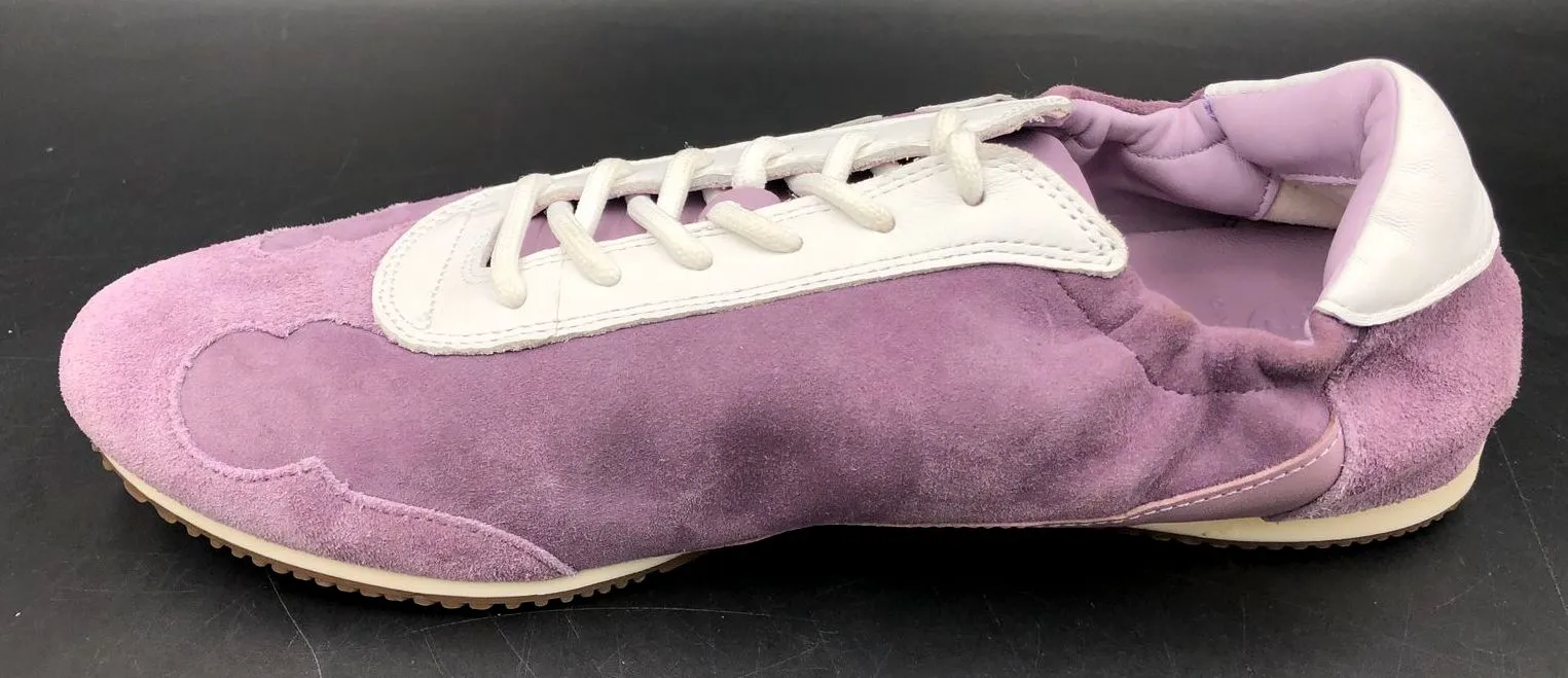Tory Burch Women's Lilac Purple Suede & White Leather Sneakers - Size 9.5 ( COA)