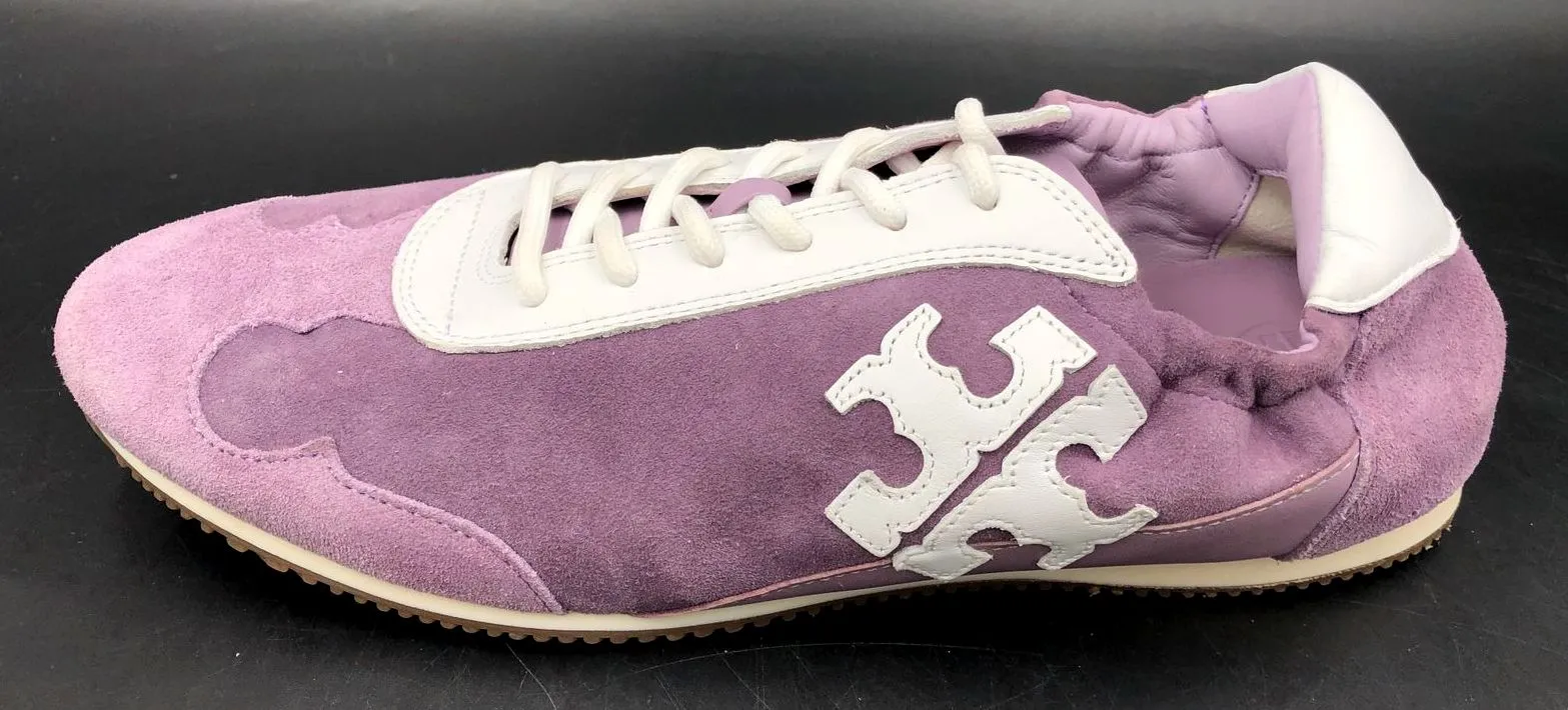 Tory Burch Women's Lilac Purple Suede & White Leather Sneakers - Size 9.5 ( COA)