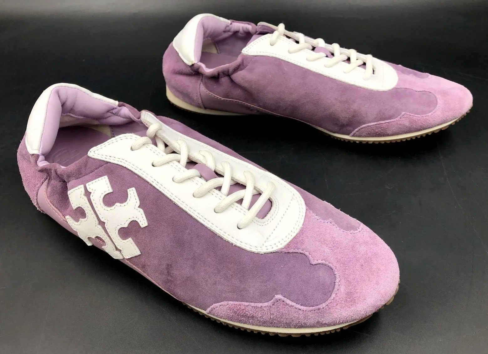 Tory Burch Women's Lilac Purple Suede & White Leather Sneakers - Size 9.5 ( COA)