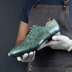 Turquoise Stone Derby Patina Shoes Limited Edition-Wholesale