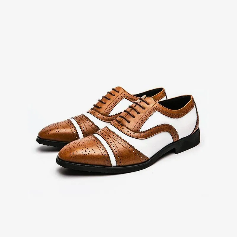 Two Tone Brown Brogue Oxfords Shoes