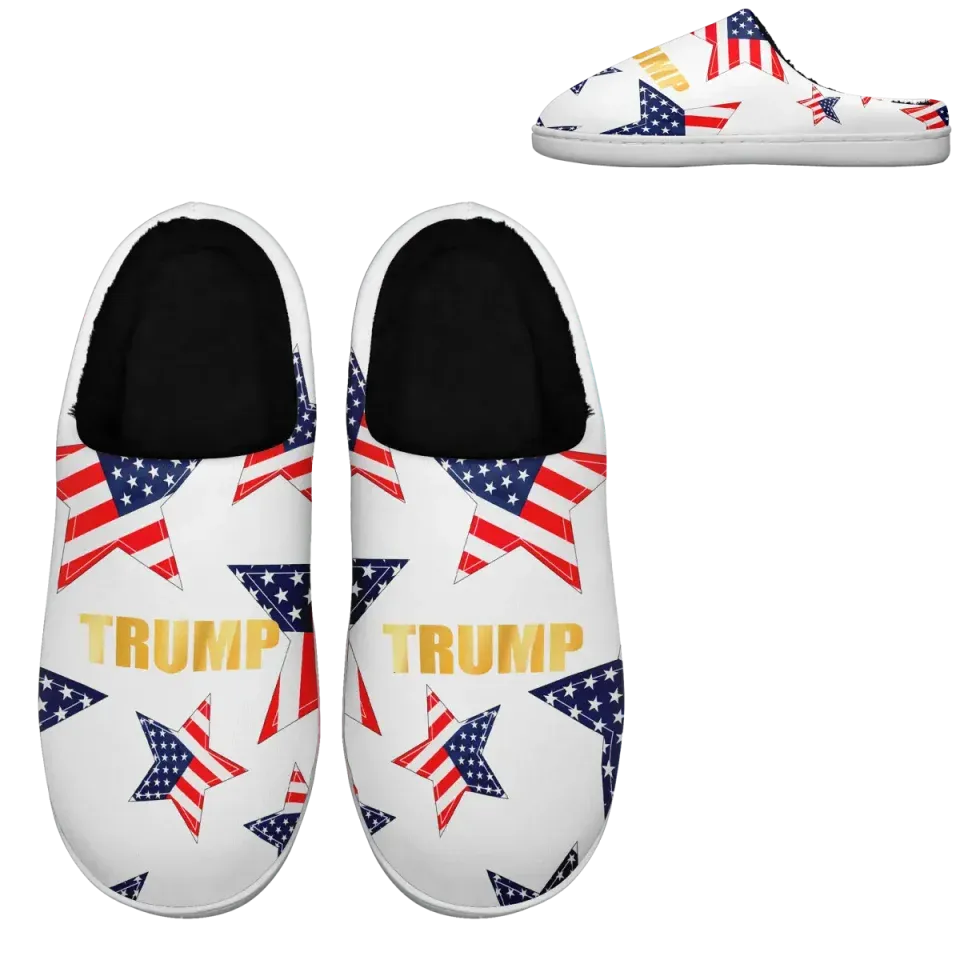 Unique Gift,Personalized Patriotic Trump Slippers, Custom  Cozy Indoor Slipper, Supporter's Comfy Indoor Slipper