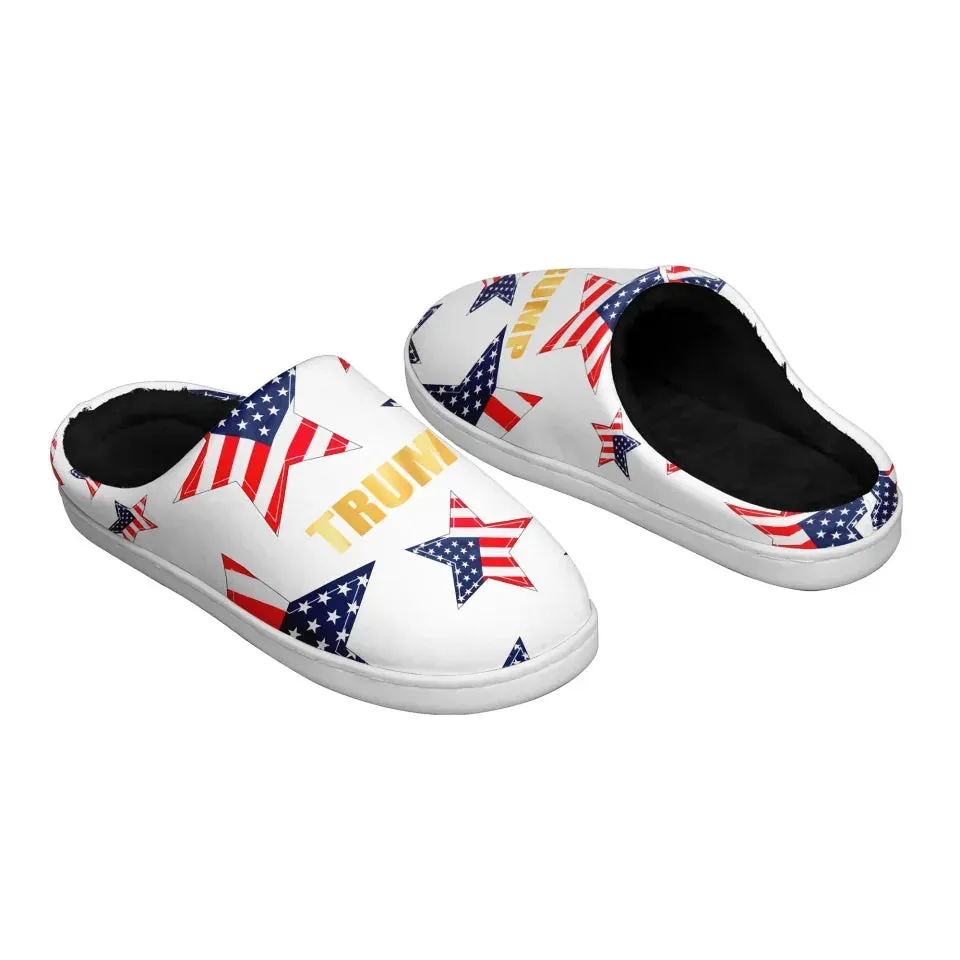Unique Gift,Personalized Patriotic Trump Slippers, Custom  Cozy Indoor Slipper, Supporter's Comfy Indoor Slipper