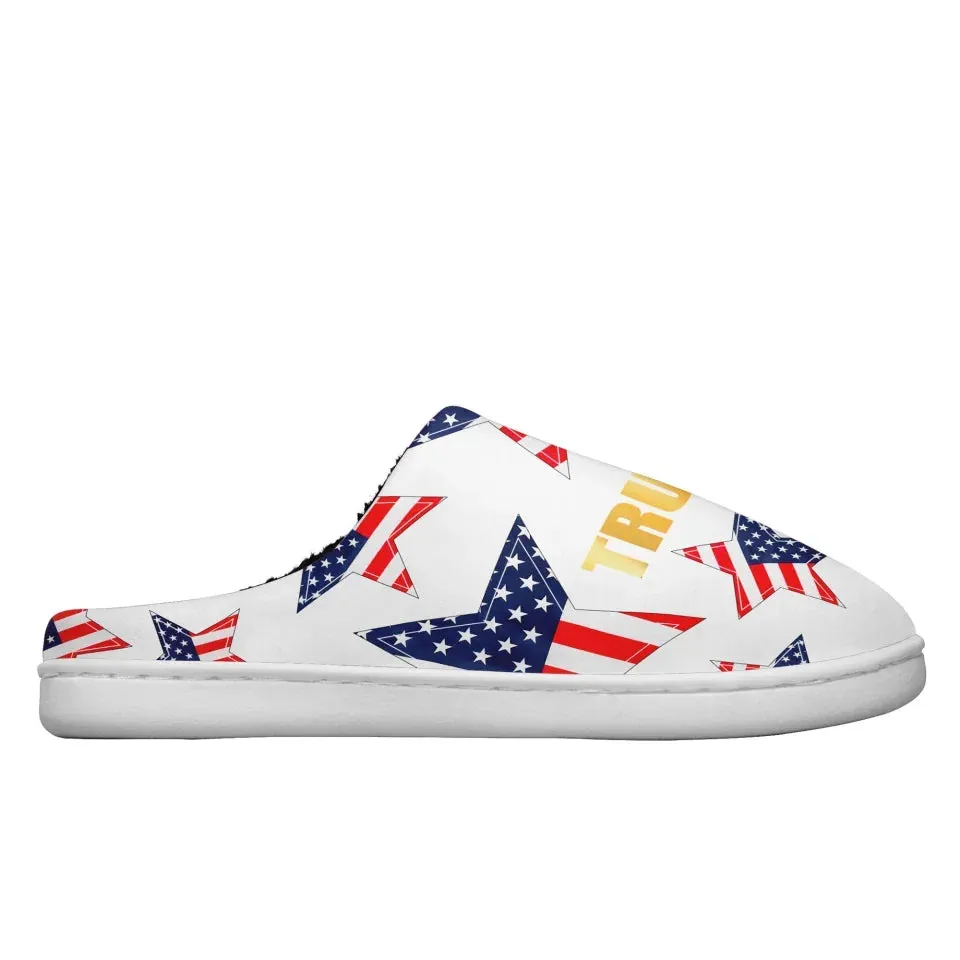 Unique Gift,Personalized Patriotic Trump Slippers, Custom  Cozy Indoor Slipper, Supporter's Comfy Indoor Slipper