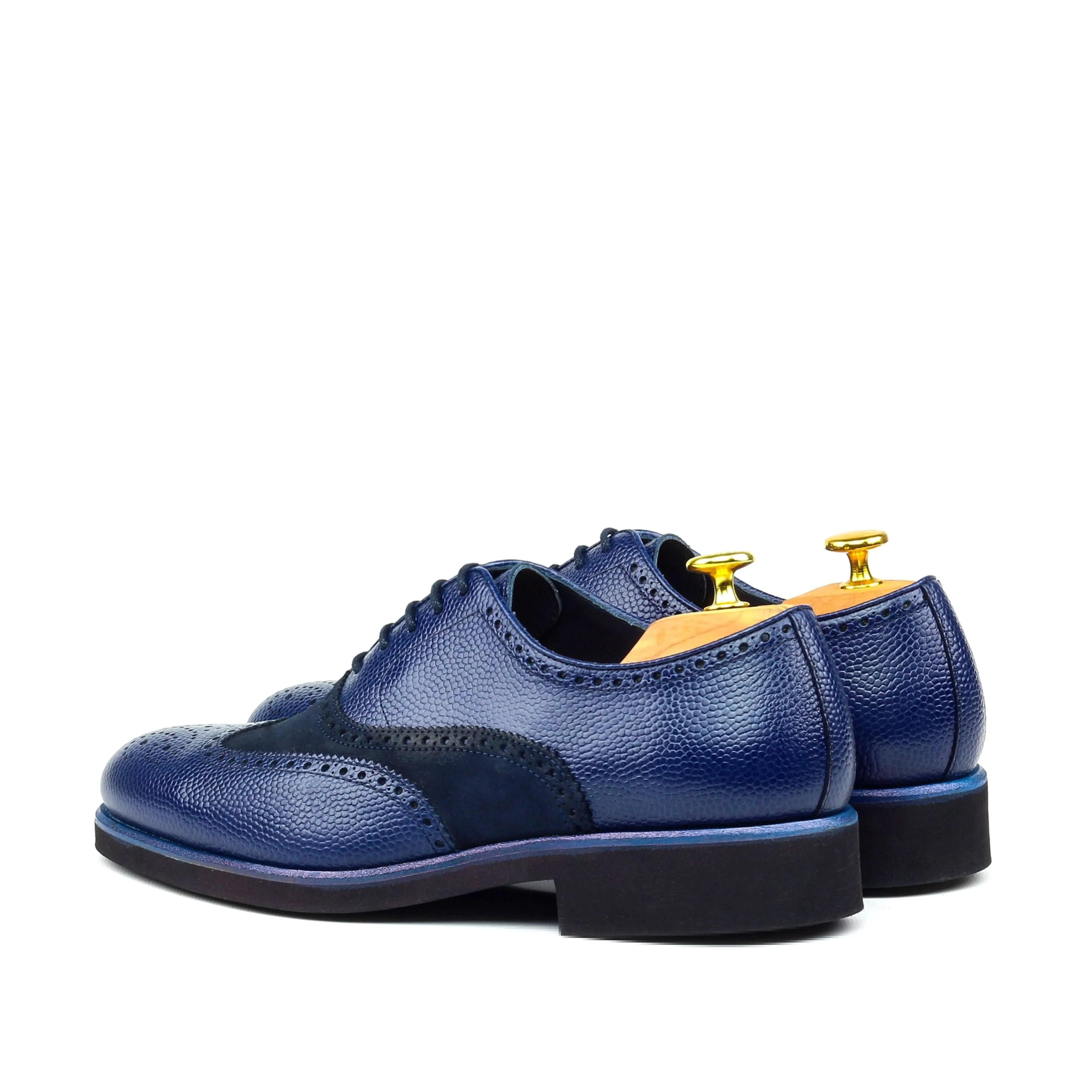Unique Handcrafted Blue Wingtip Oxford w/ Full Brogue