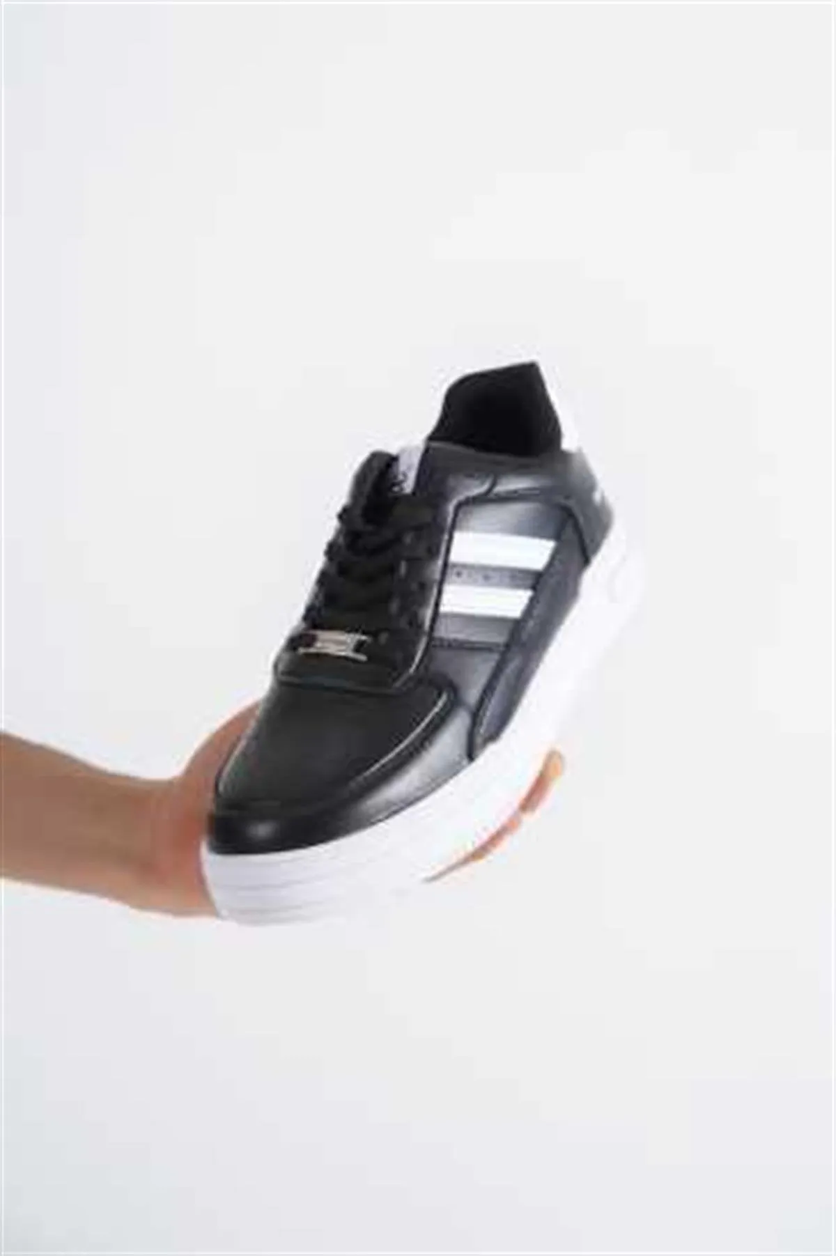 Unisex Black White 2 Stripes Rimex Orthopedic Casual Sneaker