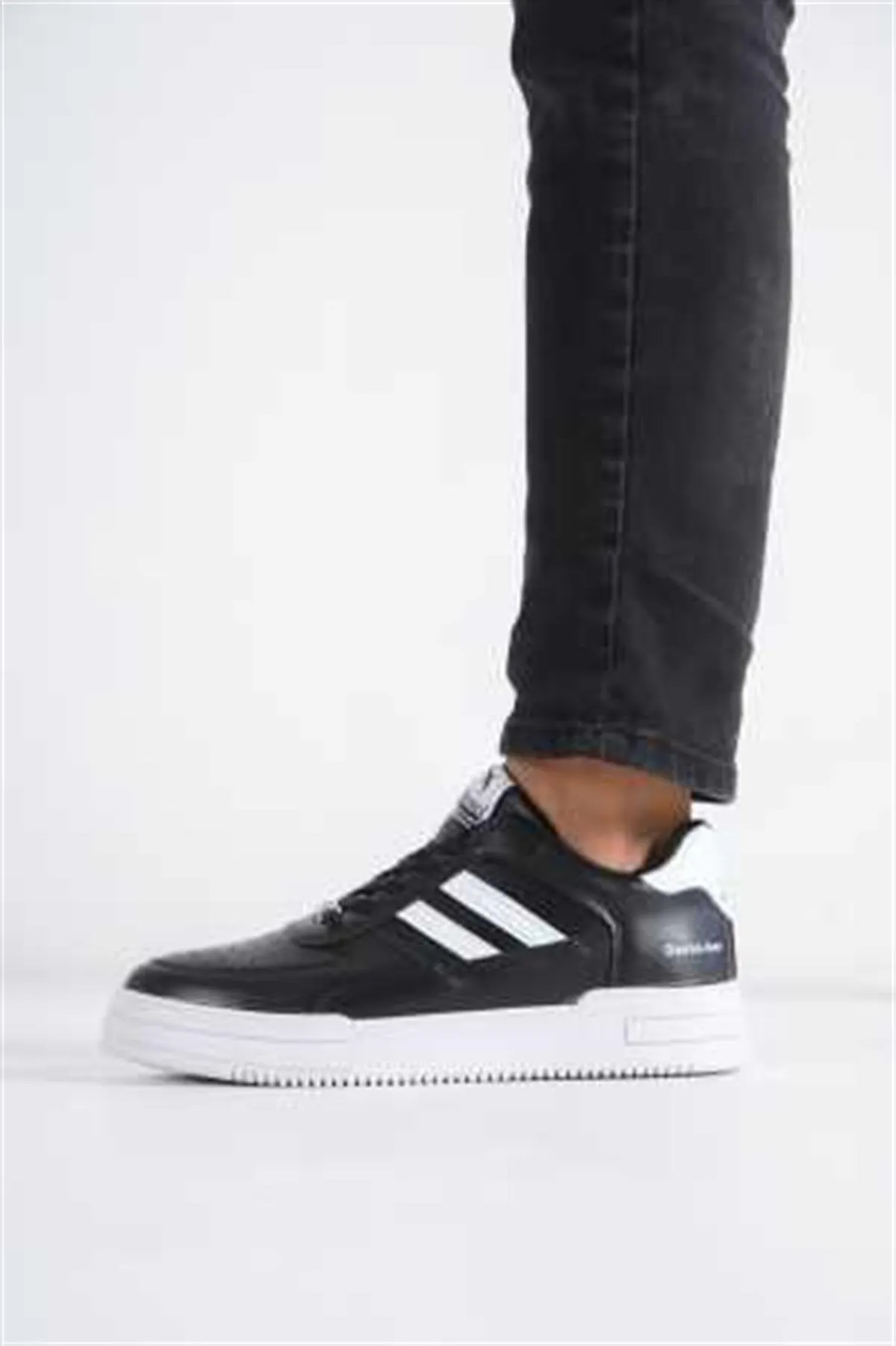Unisex Black White 2 Stripes Rimex Orthopedic Casual Sneaker