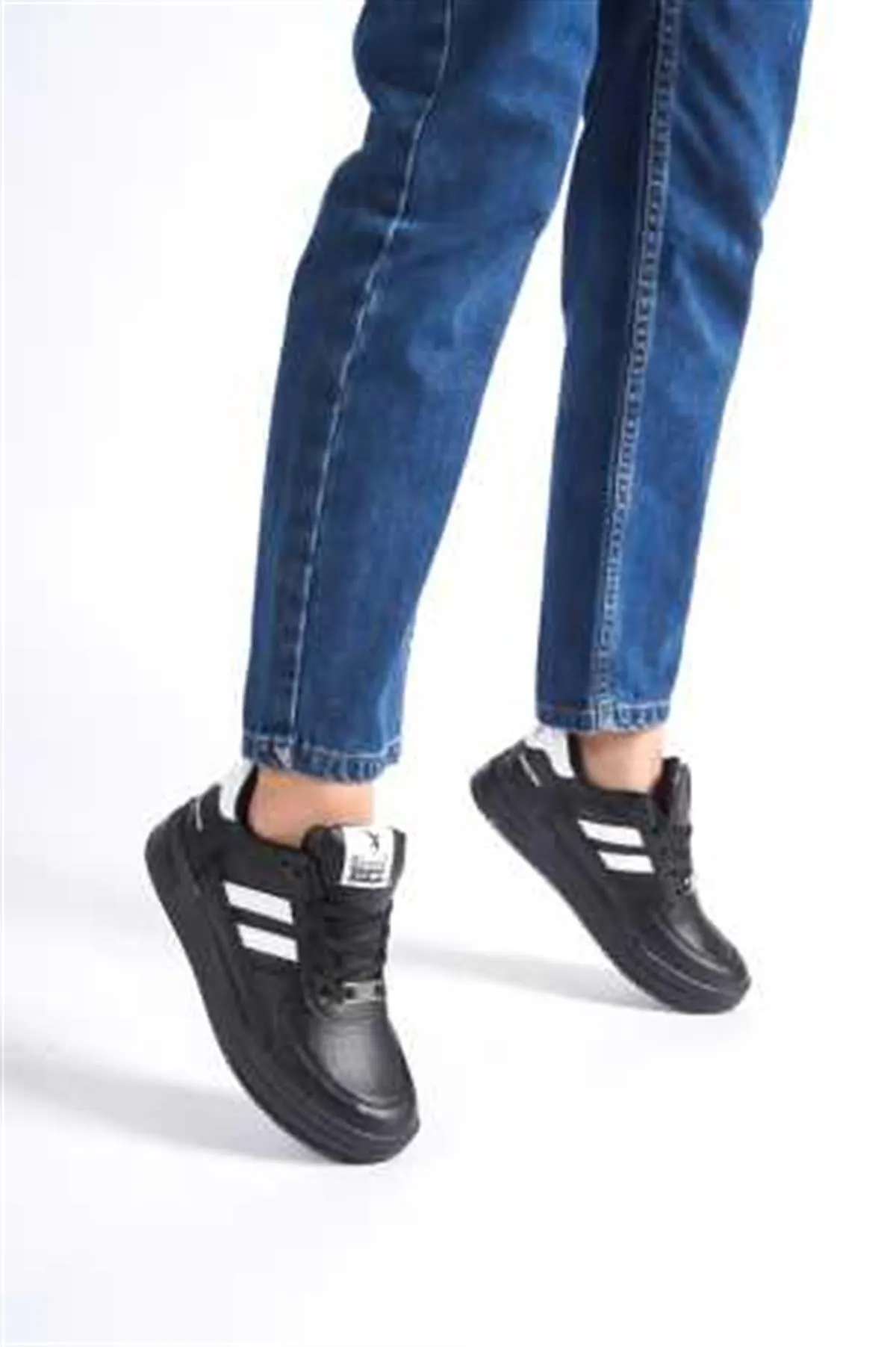 Unisex Black White 2 Stripes Rimex Orthopedic Casual Sneaker