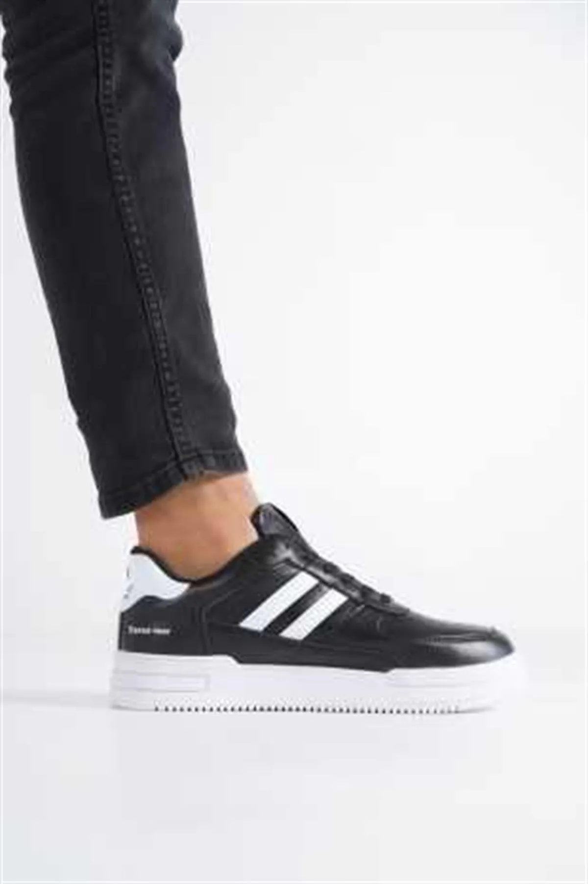 Unisex Black White 2 Stripes Rimex Orthopedic Casual Sneaker