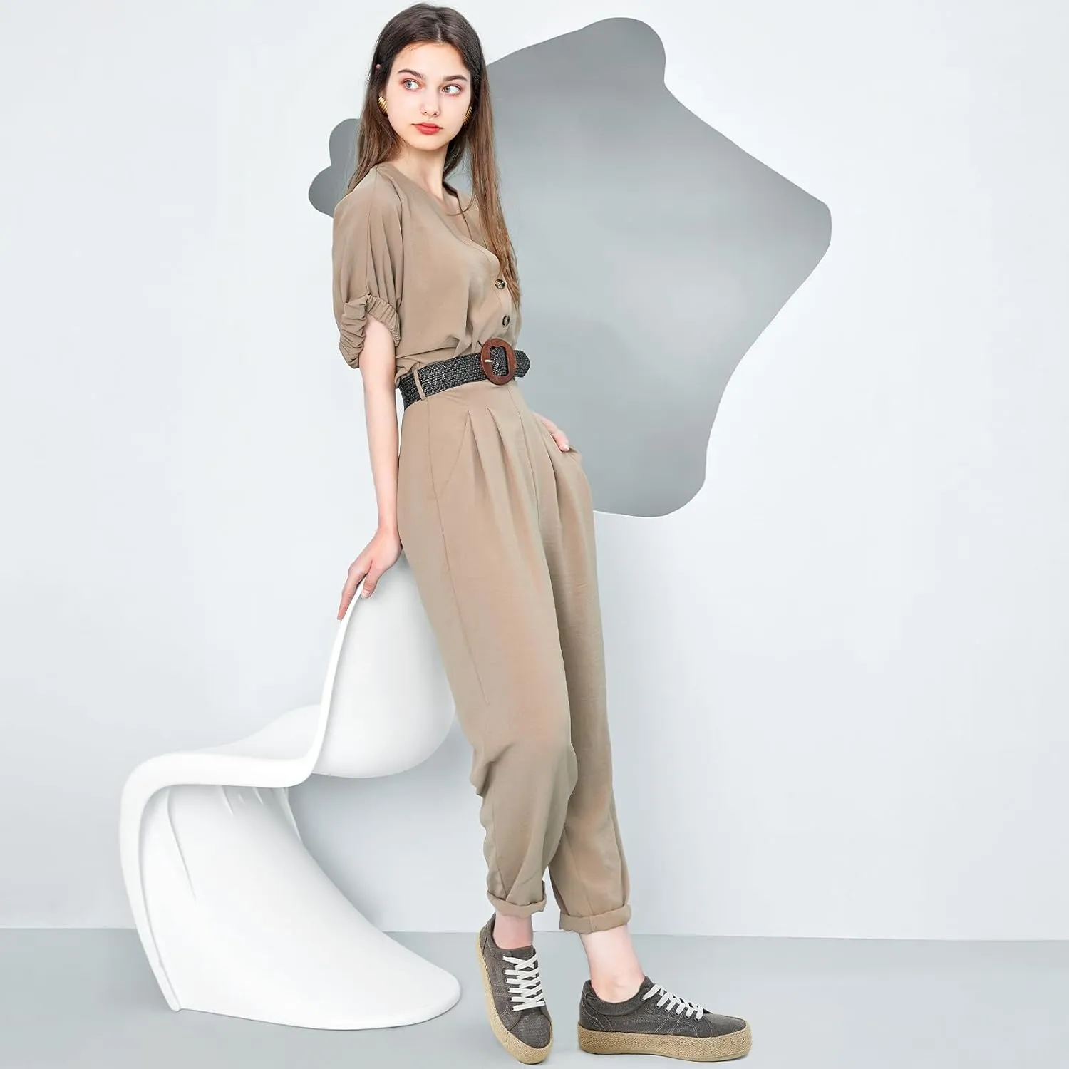 Uoidru Canvas Shoes for Women Platform Sneakers Soft Washed Demin Canvas Sneakers Lace Up Canvas Platform Shoes Low Top Womens Fashion Sneakers