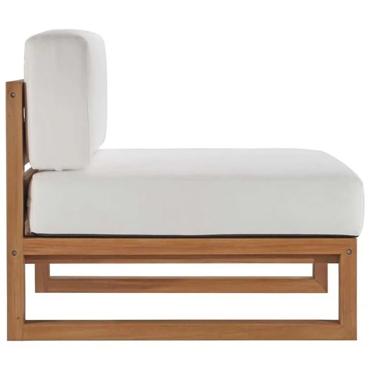 Upland Outdoor Patio Teak Wood Four-Piece Sectional Sofa Set