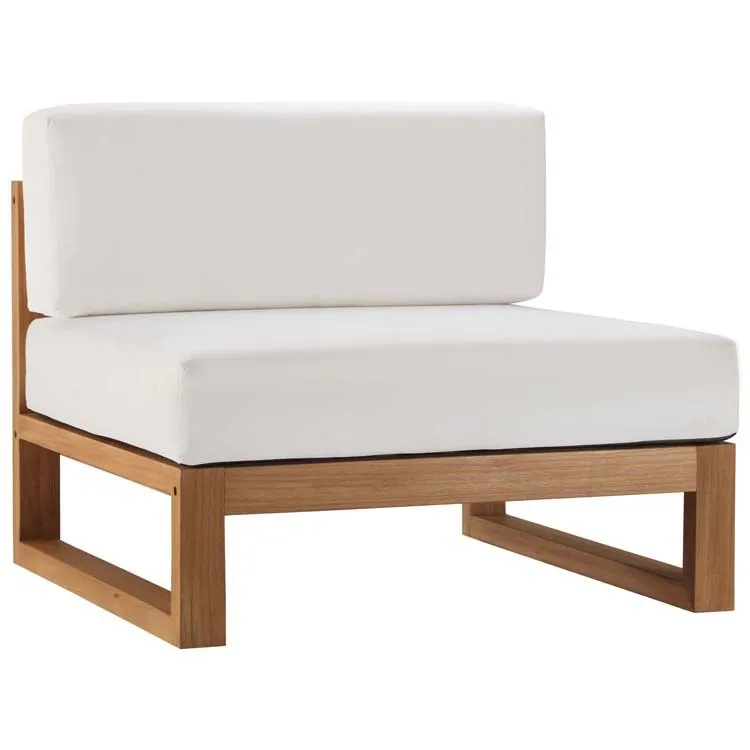 Upland Outdoor Patio Teak Wood Four-Piece Sectional Sofa Set