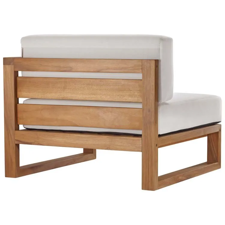 Upland Outdoor Patio Teak Wood Four-Piece Sectional Sofa Set