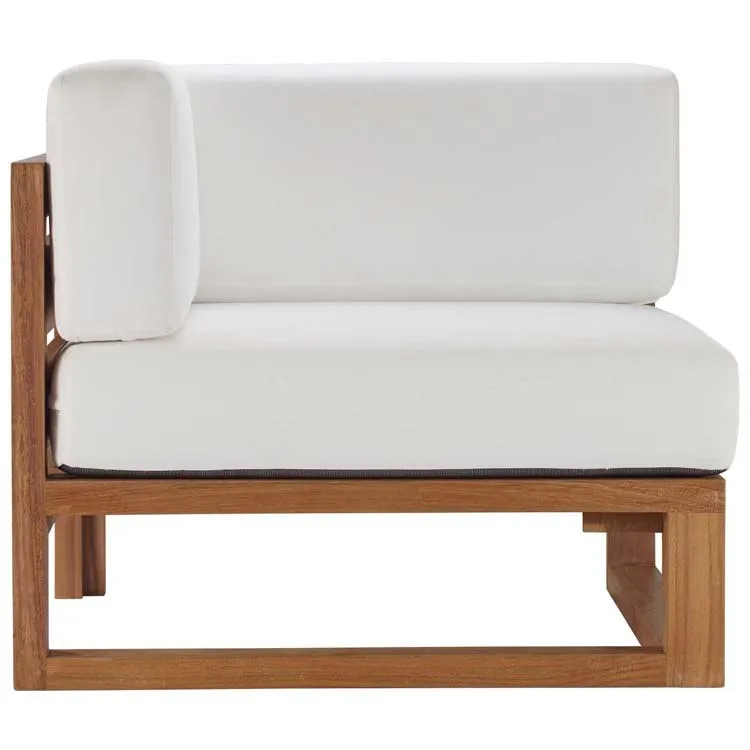 Upland Outdoor Patio Teak Wood Four-Piece Sectional Sofa Set