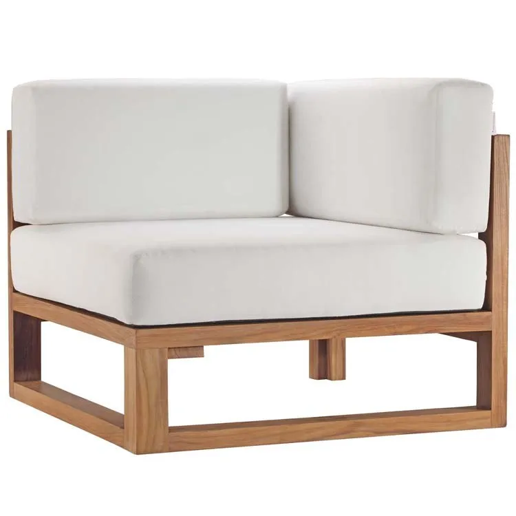 Upland Outdoor Patio Teak Wood Four-Piece Sectional Sofa Set