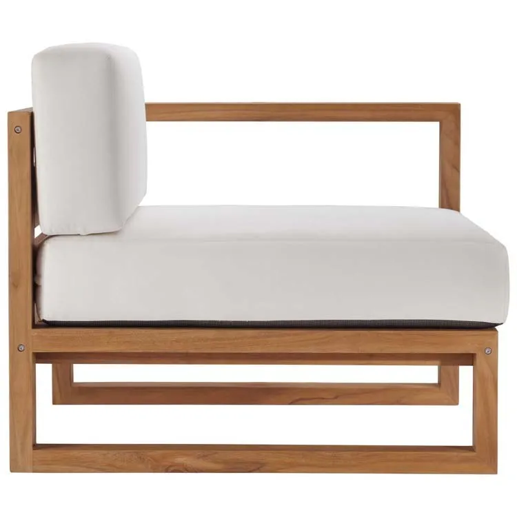 Upland Outdoor Patio Teak Wood Four-Piece Sectional Sofa Set