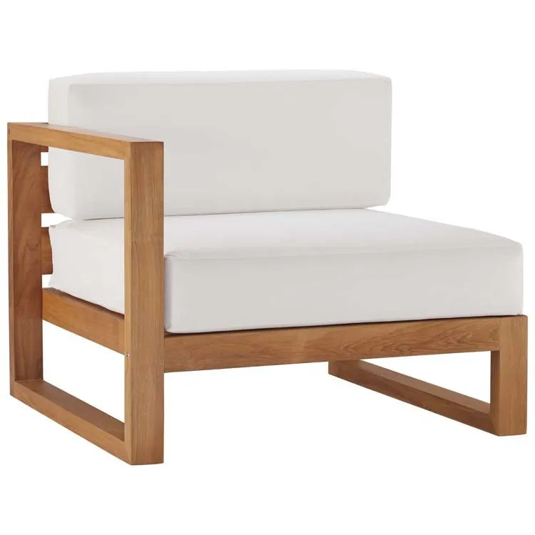 Upland Outdoor Patio Teak Wood Four-Piece Sectional Sofa Set
