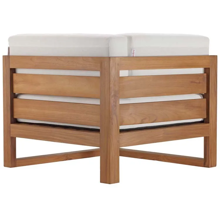 Upland Outdoor Patio Teak Wood Four-Piece Sectional Sofa Set
