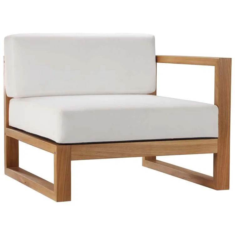 Upland Outdoor Patio Teak Wood Four-Piece Sectional Sofa Set