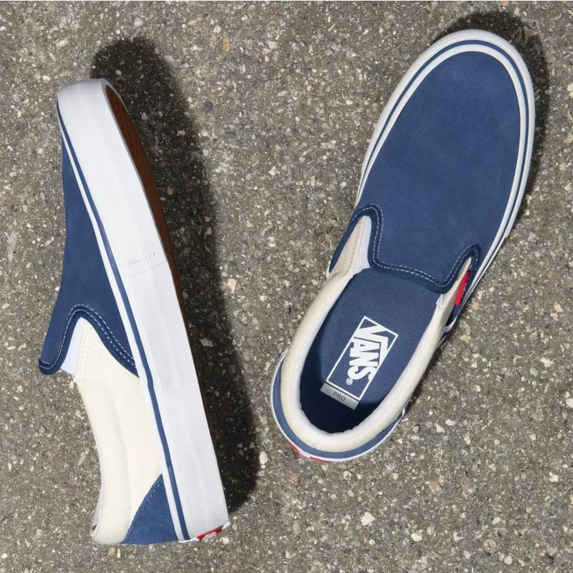 Vans Slip On Pro Skateboard Shoe - STY Navy/Classic White