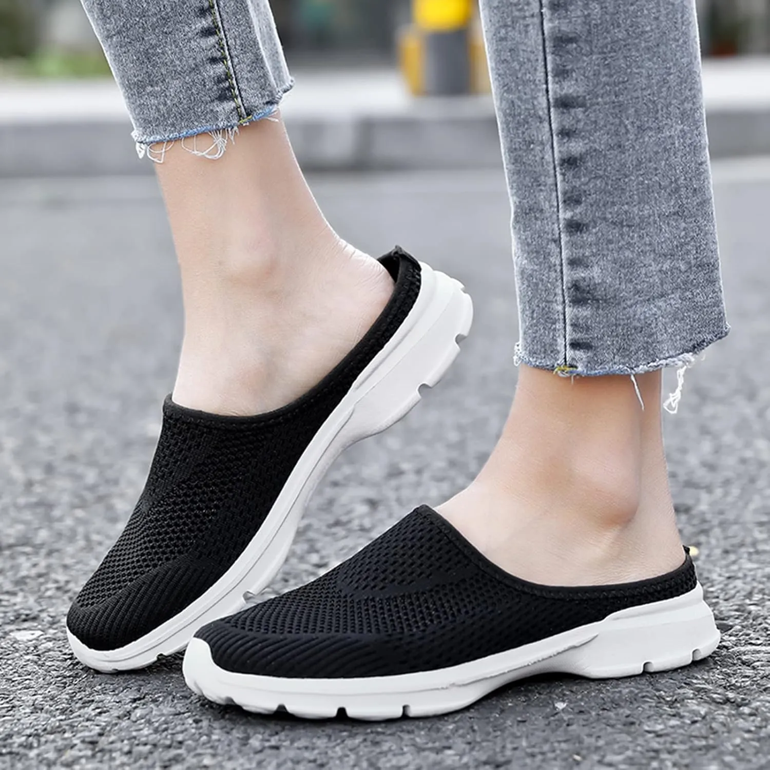 Walking Sneakers for Women 2024 Summer Mules Slip-On Backless Orthopedic Shoes Breathable Slippers Closed Toe Slides