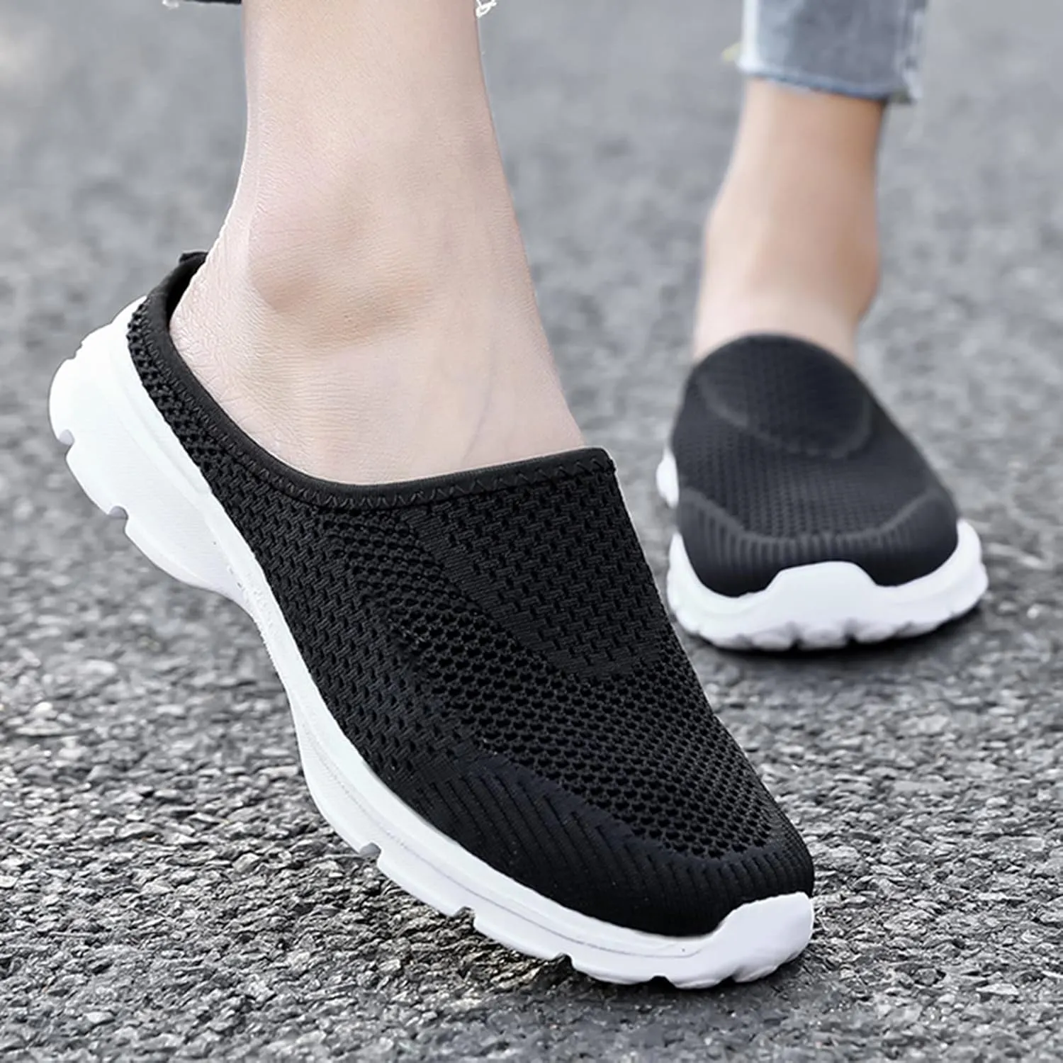 Walking Sneakers for Women 2024 Summer Mules Slip-On Backless Orthopedic Shoes Breathable Slippers Closed Toe Slides