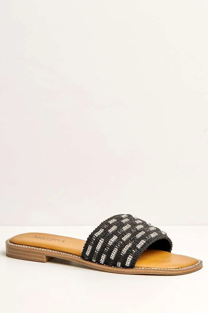 Wickee Diamante Detailed Sliders in Black