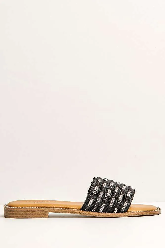 Wickee Diamante Detailed Sliders in Black