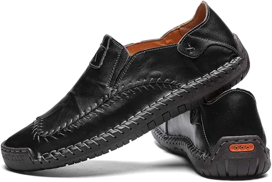 WILTENA Fashion Mens Genuine Leather Loafers Male Hand Stitching Casual Shoes Comfort Slip On Driving Shoes