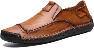 WILTENA Fashion Mens Genuine Leather Loafers Male Hand Stitching Casual Shoes Comfort Slip On Driving Shoes
